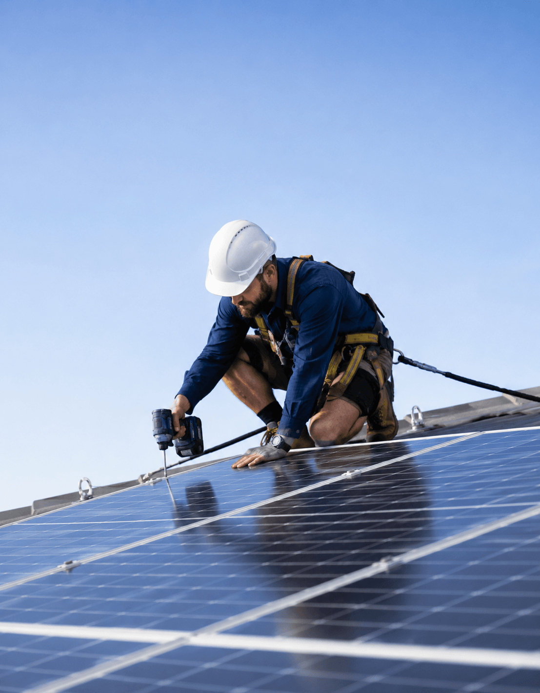 Qualified Solar Installer Completing A Rooftop Installation